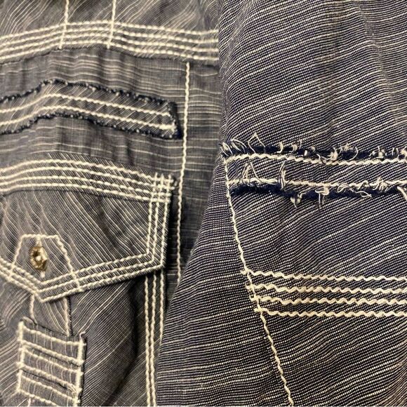 Buckle BKE black label standard fit shirt Short sleeve button up casual blue L - Picture 8 of 8